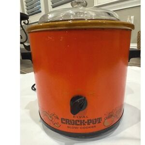Rival Crock-Pot Slow Cooker Vintage Orange 3.5qt Good Retro Mid-Century 3100/2